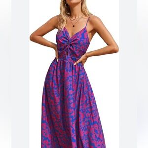 Cupshe Strapless Floral Dress in Blue and Pink
